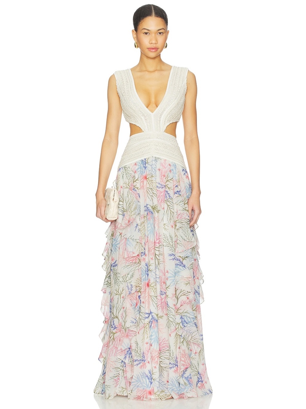 Seaweed Trim Maxi Dress in Off White
PatBO